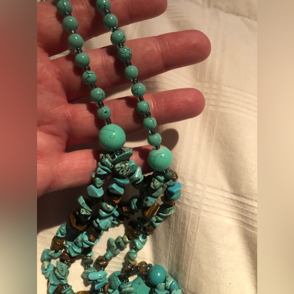 Turquoise chunky boho necklace - Picture 8 of 8